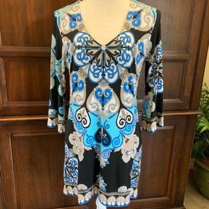 Soft Surroundings Beaded Damask Tunic Top Shirt Small